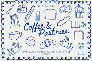 Coffee and Pastries Set, an Object Illustration by Alina Karpenko