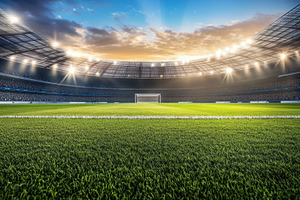 Illuminated stadium during a match, a Photo by Beautiful things
