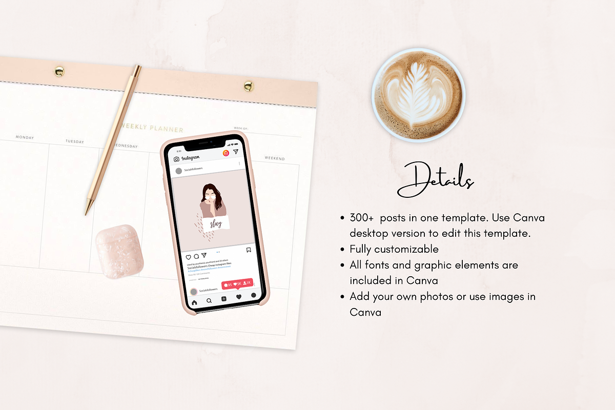 Instagram Bundle - Canva Templates, a Social Media Template by Tegefeldt Design (Photo 10 of 12)