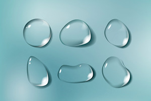 Realistic water drops set