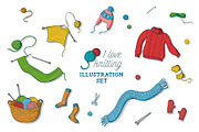 I love knitting illustration set, an Object Illustration by Illustrationsforteachers (Thumbnail 1 of 2)