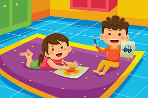 Indoor Activity Cartoon Vector #05, an Education Illustration by MEDZ
