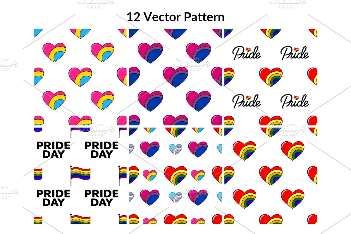 Celebrate Pride: Rainbow & Heart, a Pattern Graphic by Elatedowl (Photo 3 of 11)