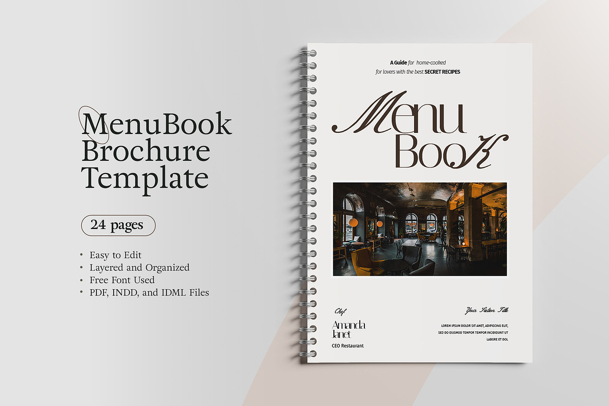 Aesthetic Modern Menu Book Template, a Magazine Template by TMint Play