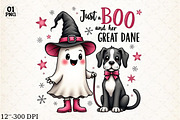 Retro Ghost Walking Great Dane Hallo, an Illustration by Libby Wishes (Thumbnail 1 of 5)