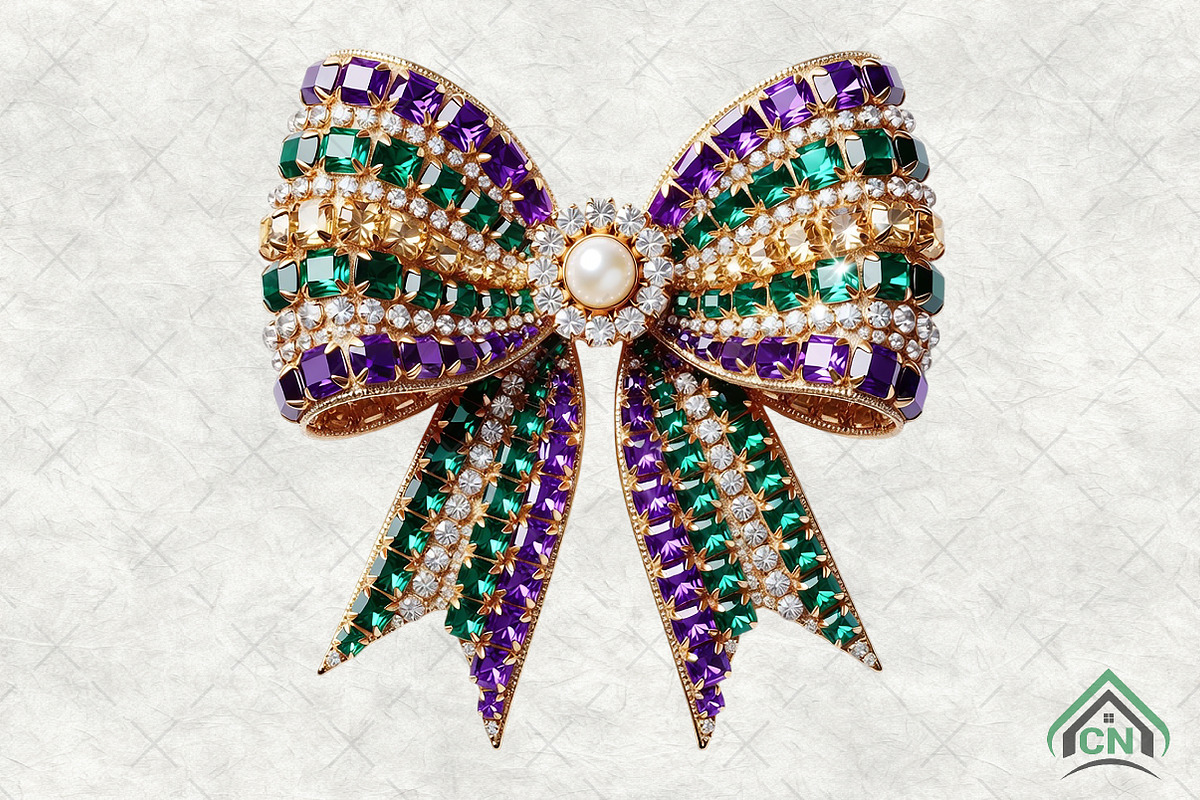 Mardi Gras Rhinestone Bow PNG, an Illustration by Craft Nest (Photo 1 of 4)