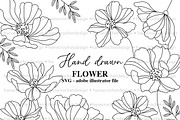 hand drawn floral outline svg file, a Graphic by hanacrochetdesign (Thumbnail 1 of 5)