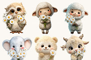 Cute Baby Animals with Flowers Clipa, an Animal Illustration by Design Scotch (Thumbnail 2 of 10)
