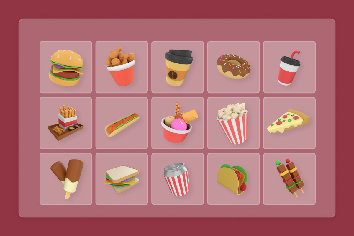 Street Fast Food 3D Icon Pack, a Work Illustration by twinstd (Photo 6 of 6)