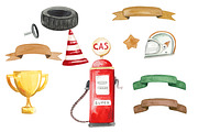 Nursery Watercolor hand Painted Cars, a Transportation Illustration by HabitusDesigns (Thumbnail 3 of 7)