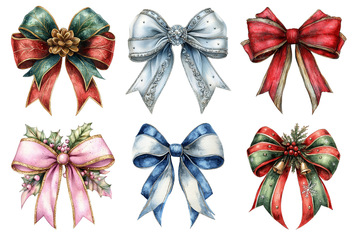 Christmas bow clipart, an Illustration by Daily.Designs (Photo 2 of 5)
