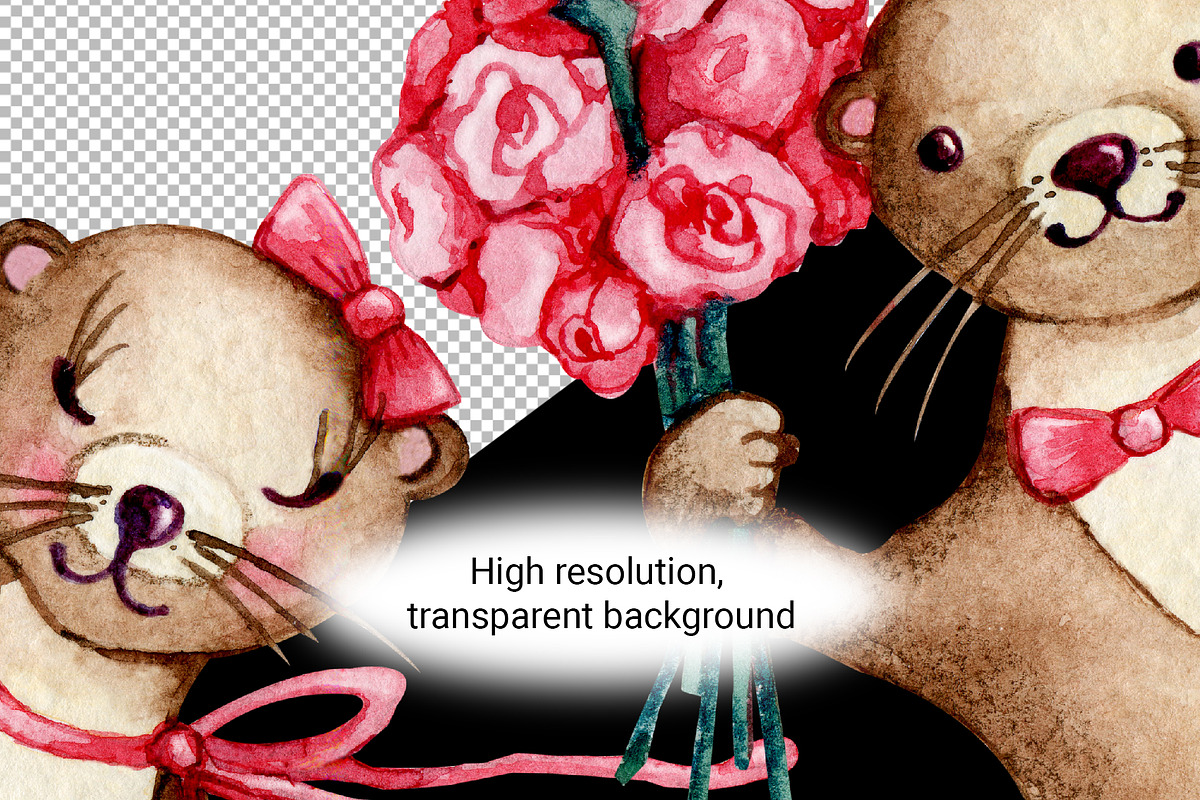 Love Otter, clipart, digital paper, an Animal Illustration by Artmanata (Photo 7 of 17)