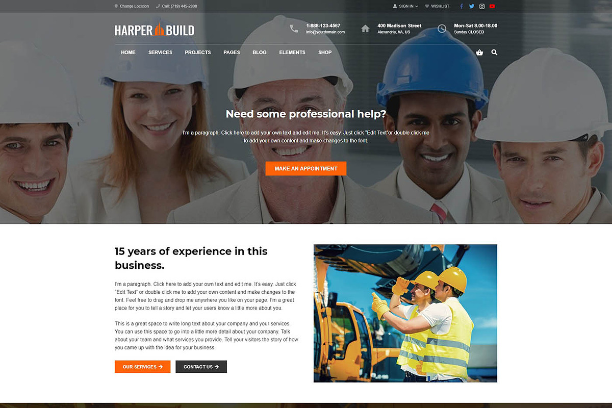 Harper – Construction & Business, a WordPress Template by Cherry Wordpress Theme (Photo 4 of 9)