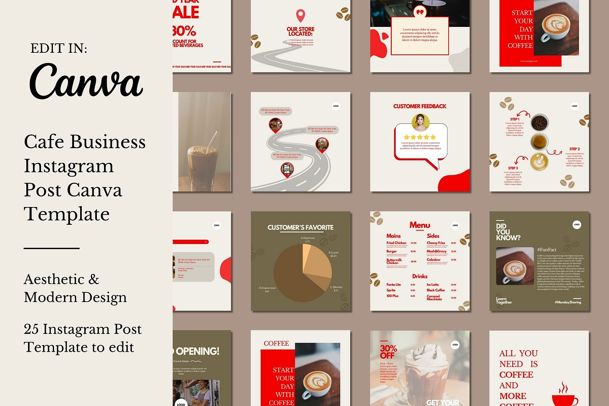 Canva Template | Coffee Shop IG Post, a Templates & Theme by Bux Vision (Photo 1 of 4)