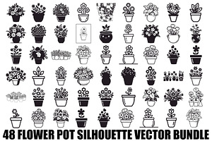 Flower Pot Silhouette Vector Bundle, an Illustration by jahid234