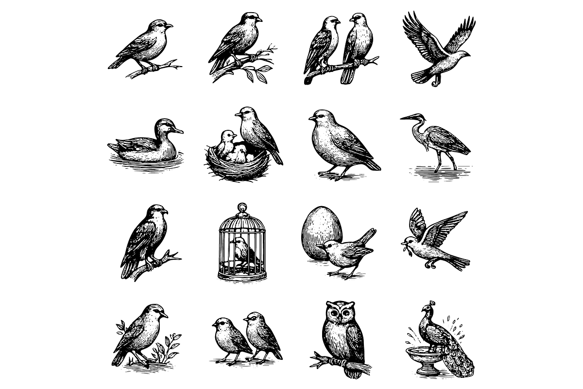 Birds Illustration Set, an Object Graphic by RT Studio