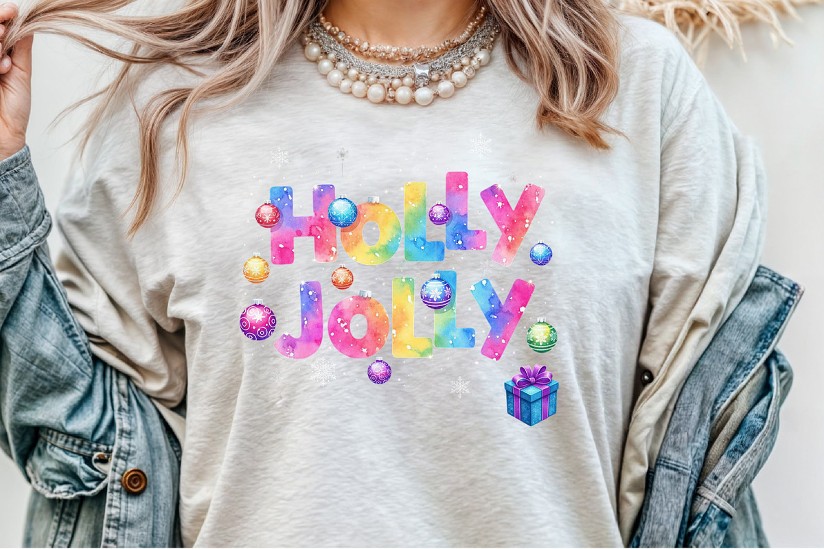 Colorful Glitter Holly Jolly Png, an Illustration by Sublimation Artist (Photo 3 of 9)