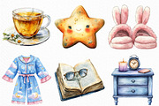 Watercolor Evening Routine Clipart, an Illustration by Craft Nest (Thumbnail 2 of 6)