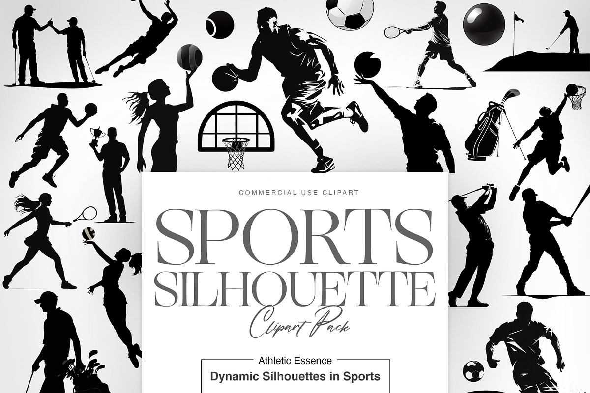 Sports Silhouette Clipart, Football, a Sport Illustration by BrushstrokeArtGB (Photo 1 of 9)