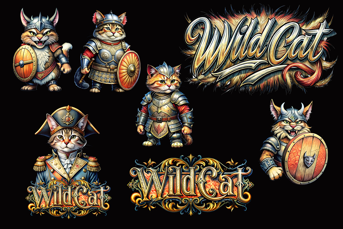 Wild Cat illustrations Set, an Animal Illustration by Designs by Helen Trupak (Photo 2 of 5)