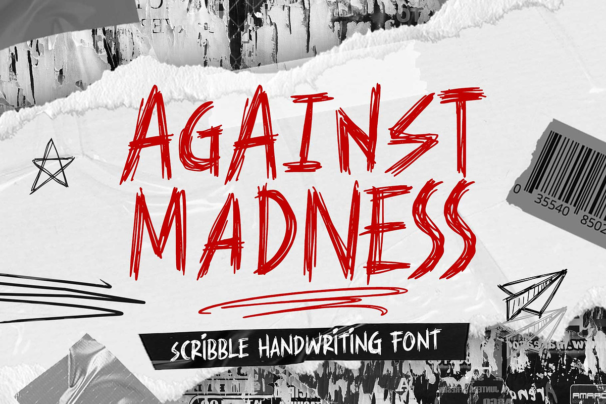 Against Madness - Scribble font, a Handwritten Font by Arterfak Project (Photo 1 of 12)