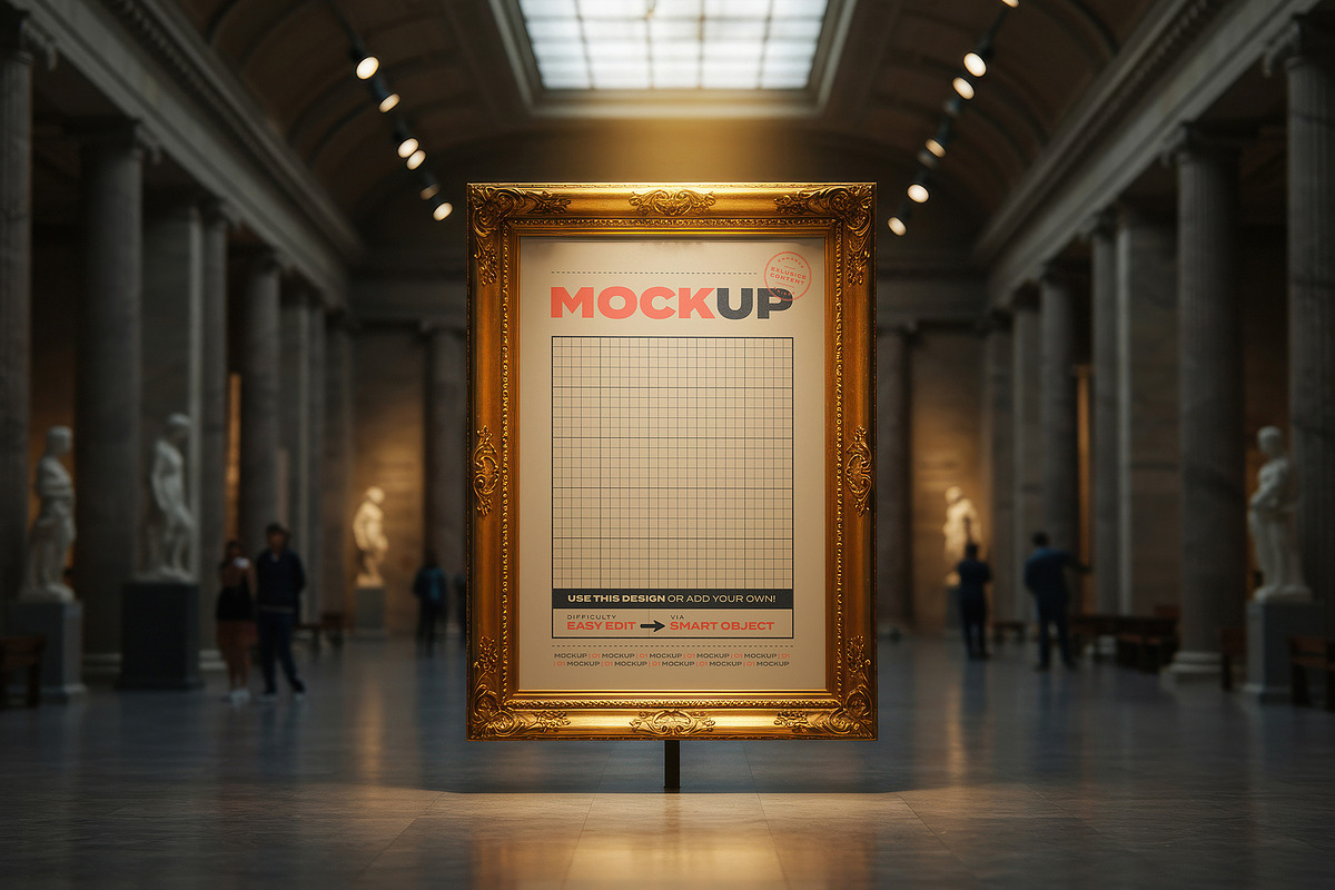 Golden Frame Art Mockups on Museum, a Mockup by Luuqas Design (Photo 2 of 3)