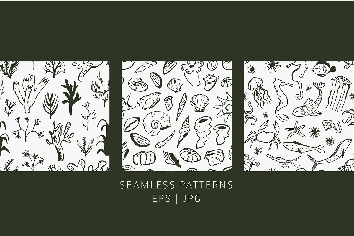 INKED SEALIFE hand drawn vector set, an Animal Illustration by Lena Nikolaeva (Photo 10 of 11)