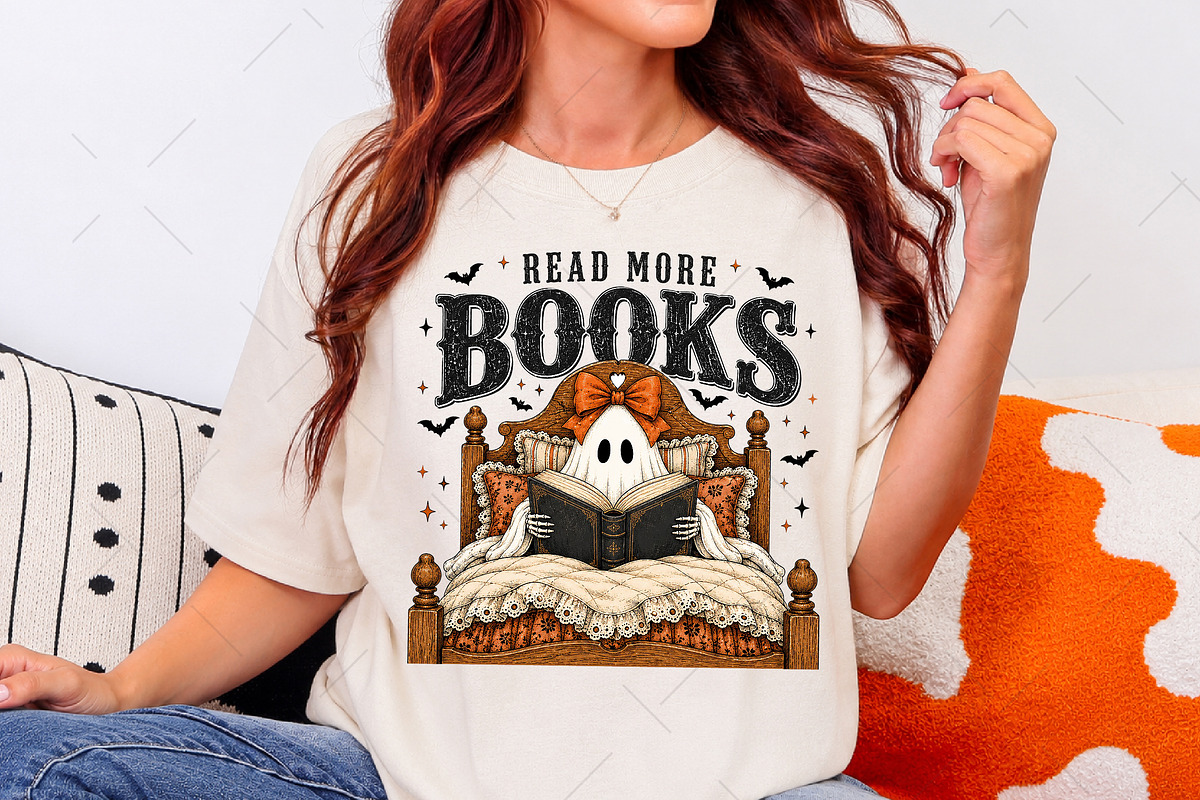 Ghost Reading Book Halloween PNG, a Seasonal Illustration by OK Design (Photo 5 of 5)