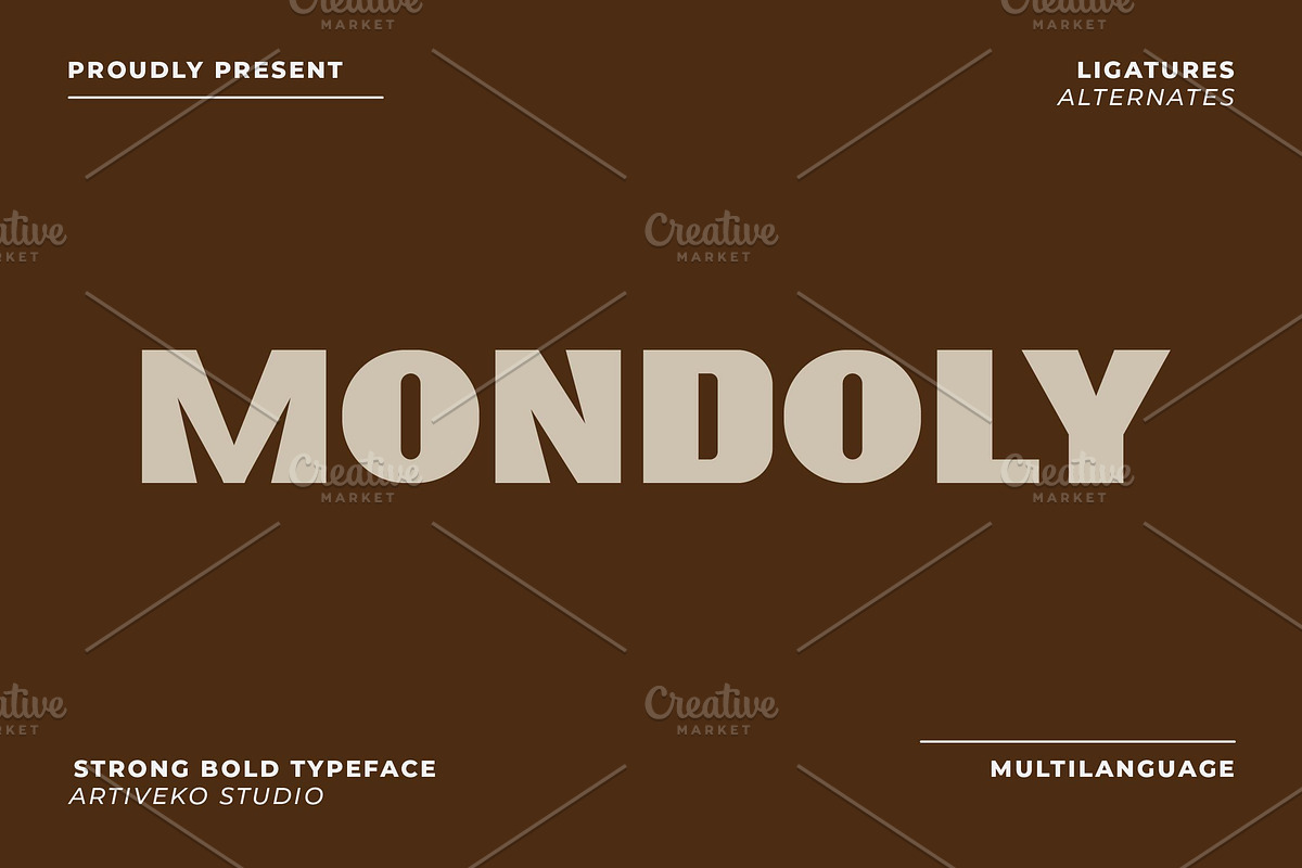 Mondoly Strong Bold Sans Font, a Sans Serif Font by Artiveko (Photo 1 of 8)