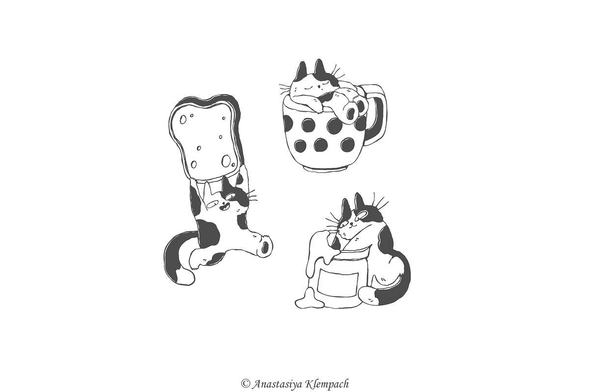 Meowlicious Breakfast, a Food Illustration by Anastasiya Klempach (Photo 2 of 6)