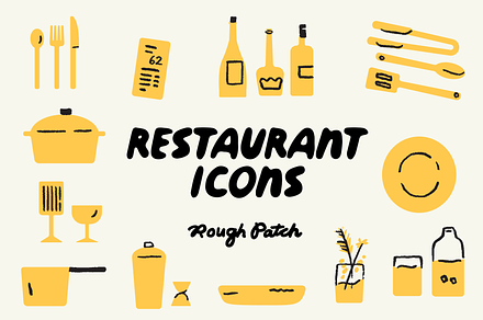 Playful Restaurant Icons | 2-color