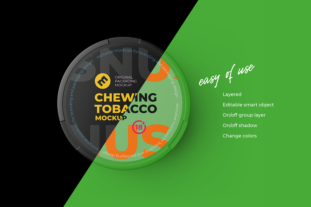 Chewing Tobacco Can Mockup. Top view, a Packaging Mockup by easymock 2 (Photo 4 of 10)