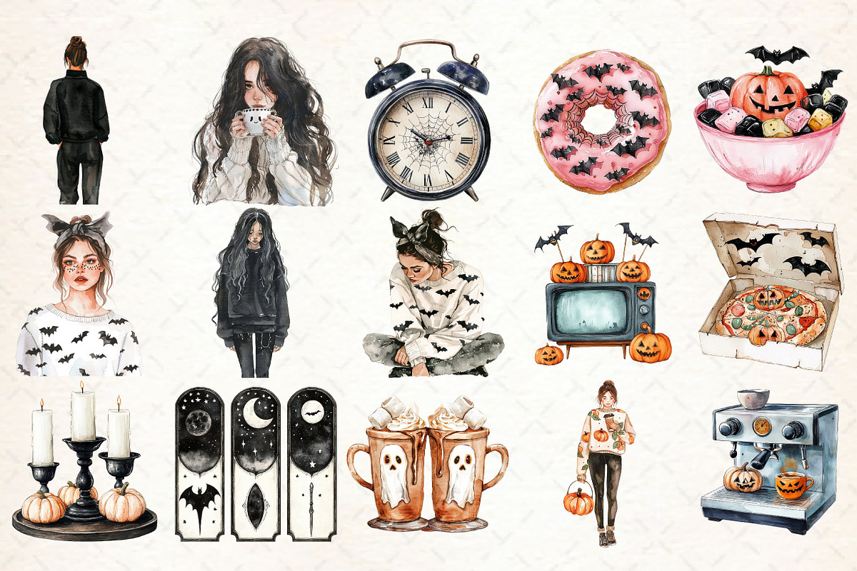 Neutral Cozy Halloween Clipart, an Illustration by Libby Wishes (Photo 5 of 7)