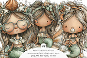 Whimsical summer mermaid clipart, an Illustration by SinaCreation (Thumbnail 1 of 11)