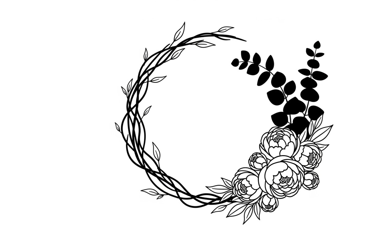 Elegant floral wreath silhouette, an Illustration by Amazin_art (Photo 8 of 41)