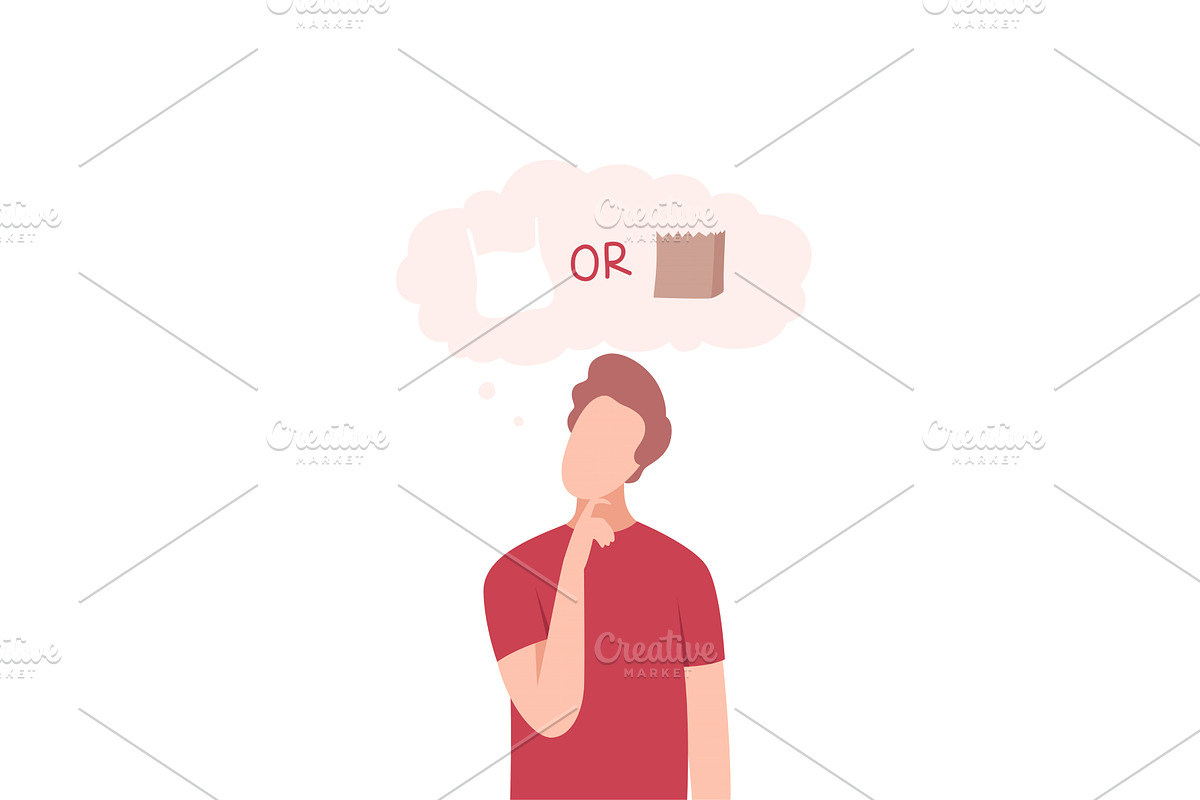 Man Trying to Make Decision, an Illustration by TopVectors