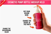 Cosmetic Pump Bottle Mockup Held PSD, a Product Mockup by Bruno's Shop (Thumbnail 1 of 4)