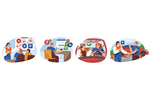 Set of vector poster for driving, an Education Illustration by Elegant Solution