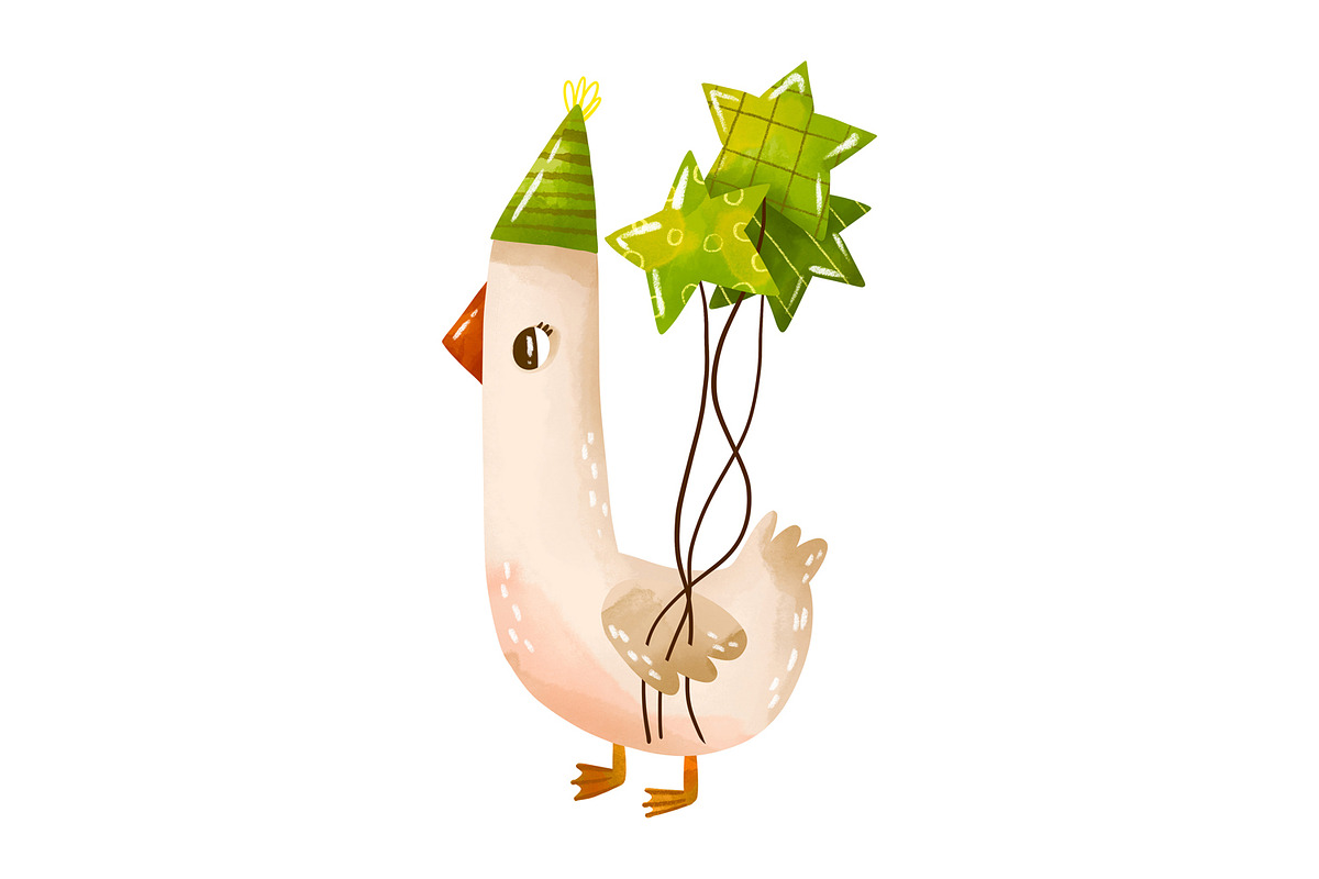 Green Birthday Goose Clipart Set, an Animal Illustration by the_myro (Photo 7 of 10)