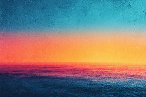Sunset gradient over calm ocean, a Background Photo by AlyaAnd