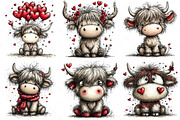 Highland Cow Valentine Clipart Png, an Illustration by Craft Nest (Thumbnail 5 of 11)