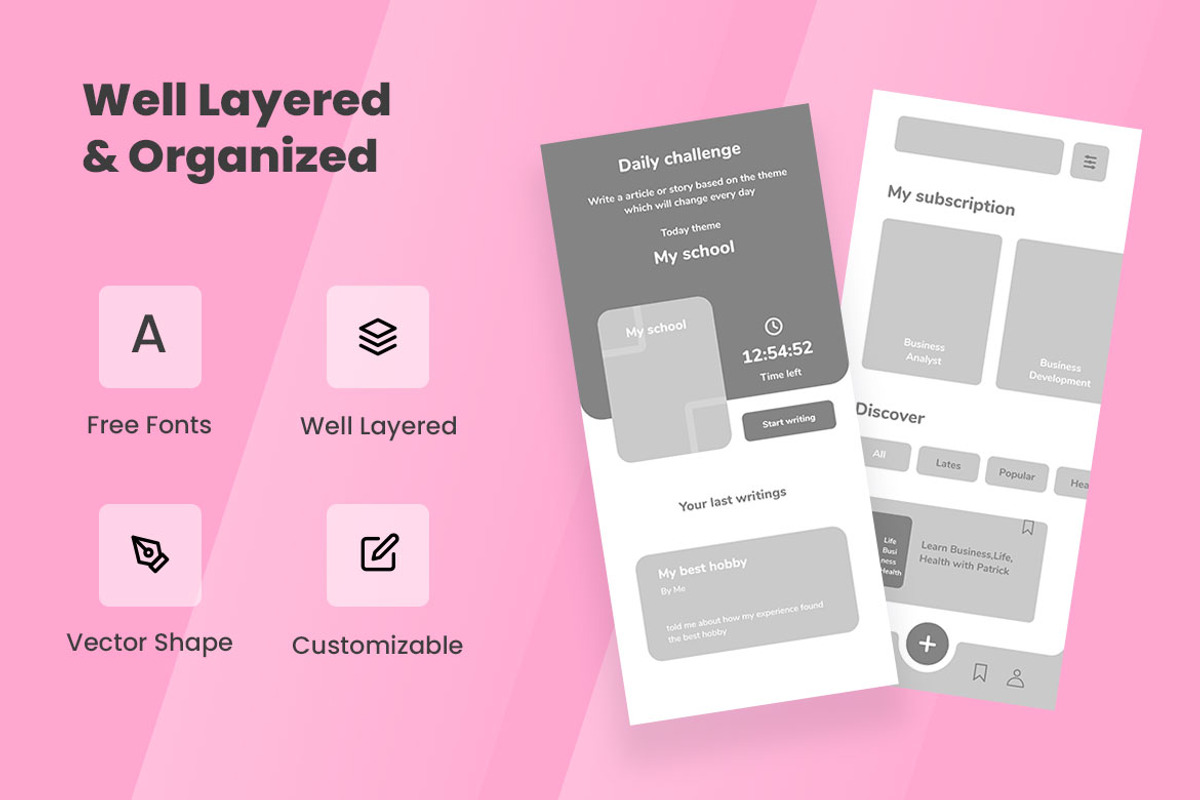 Writer Article Wireframe Apps, a Wireframe Template by INSPR STD (Photo 2 of 6)