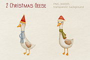 Christmas Geese - Clipart&Patterns, a Seasonal Illustration by Yevsikova_illustrations (Thumbnail 4 of 11)