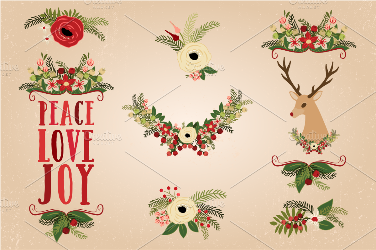 Christmas Deer, Sleigh & Antlers, an Illustration by Kelly Jane Creative (Photo 3 of 5)