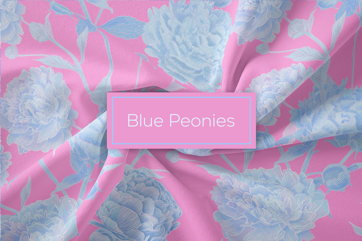 Blue Peonies seamless patterns, a Pattern Graphic by ANAKOTO (Photo 11 of 16)