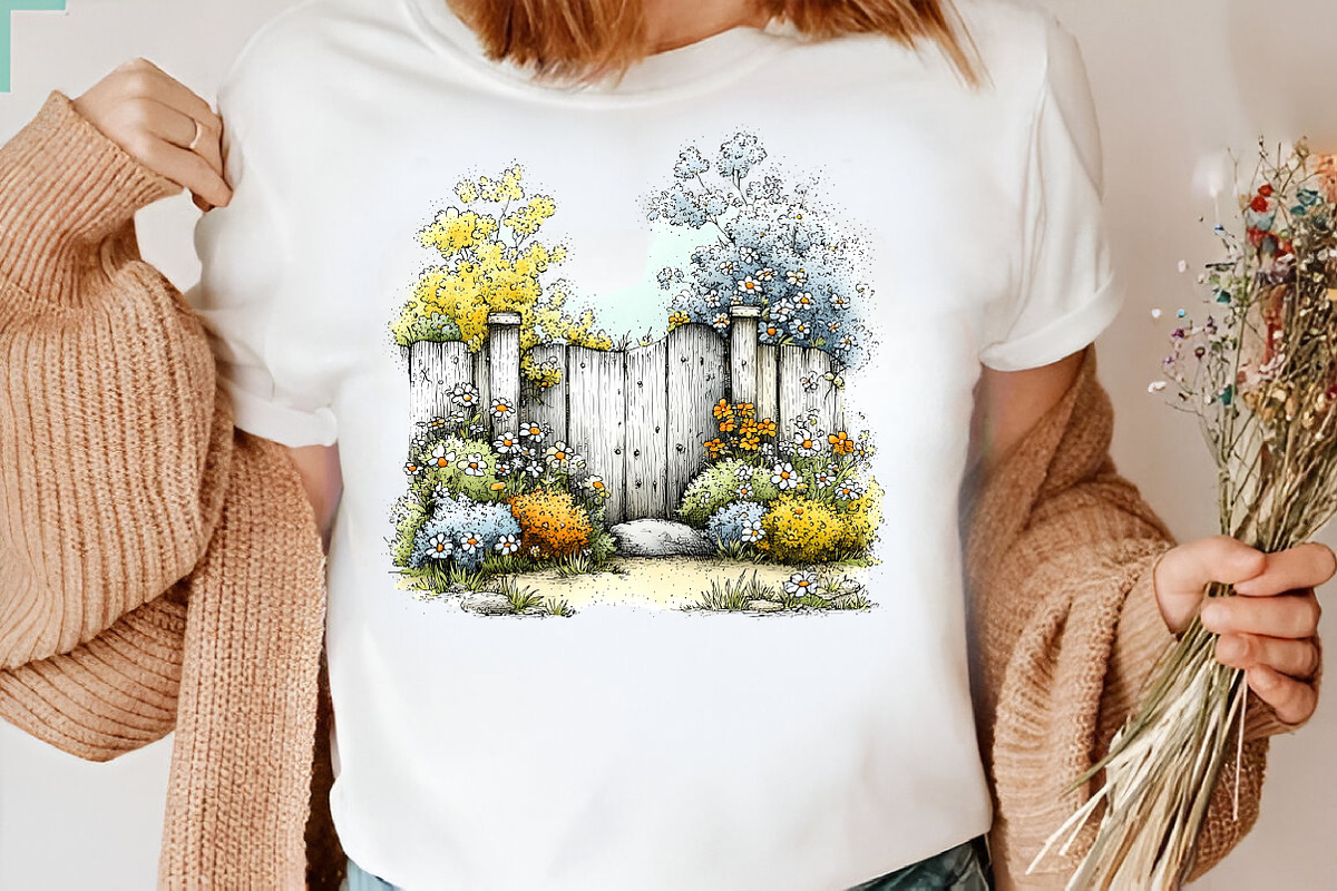 Spring Flower Fence Sublimation Clip, an Illustration by CreationArt (Photo 4 of 7)