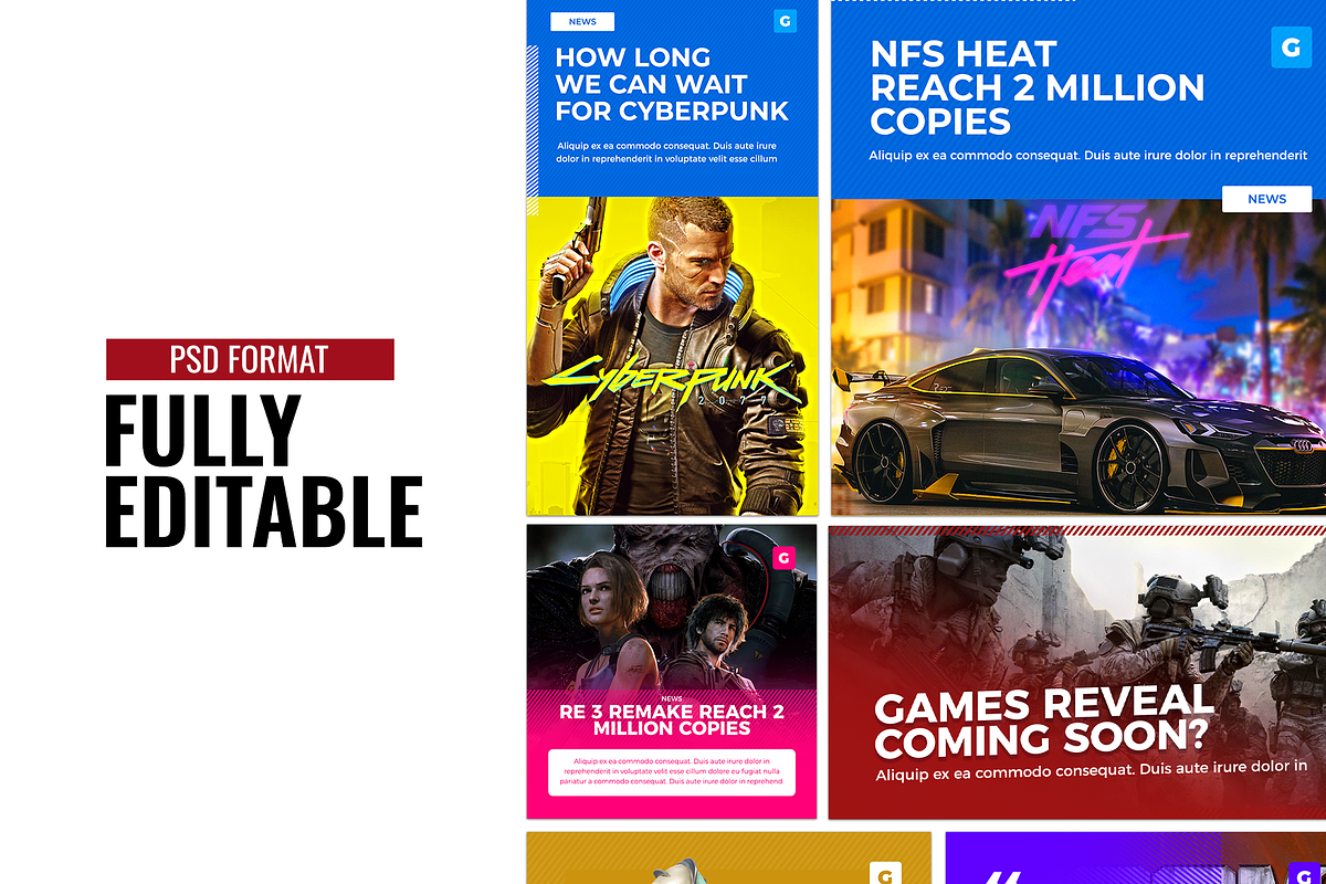 Gaming Social Media Templates Kit, a Social Media Template by Creathift (Photo 4 of 7)