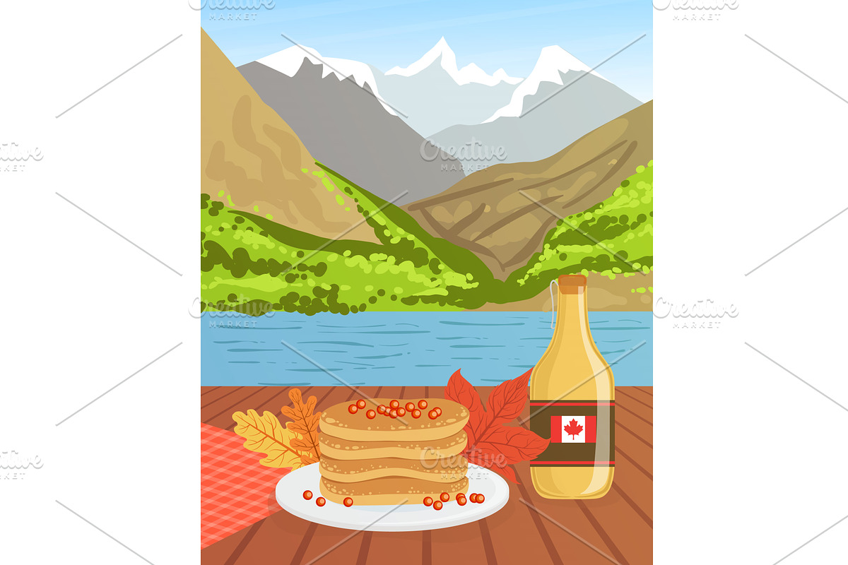 Canada Mountain Landscape and, an Illustration by TopVectors