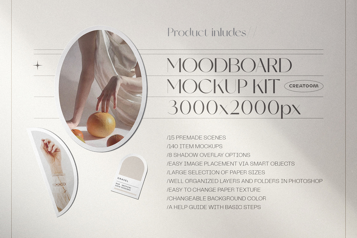 Modern moodboard mockup kit, a Product Mockup by Creatoom (Photo 6 of 23)