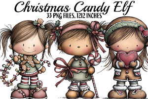 Christmas Candy Elf Clipart, an Illustration by DreamArtGraphic